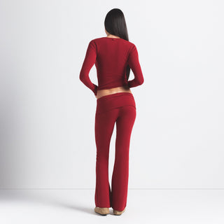 COTTON JERSEY FOLDOVER PANT | BRICK