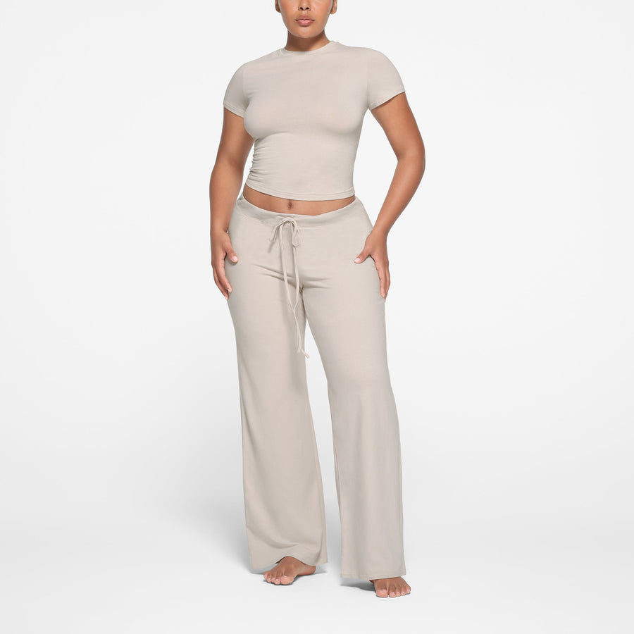 COTTON JERSEY STRAIGHT LEG PANT | STONE
