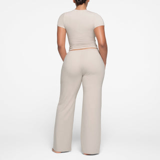 COTTON JERSEY STRAIGHT LEG PANT | STONE