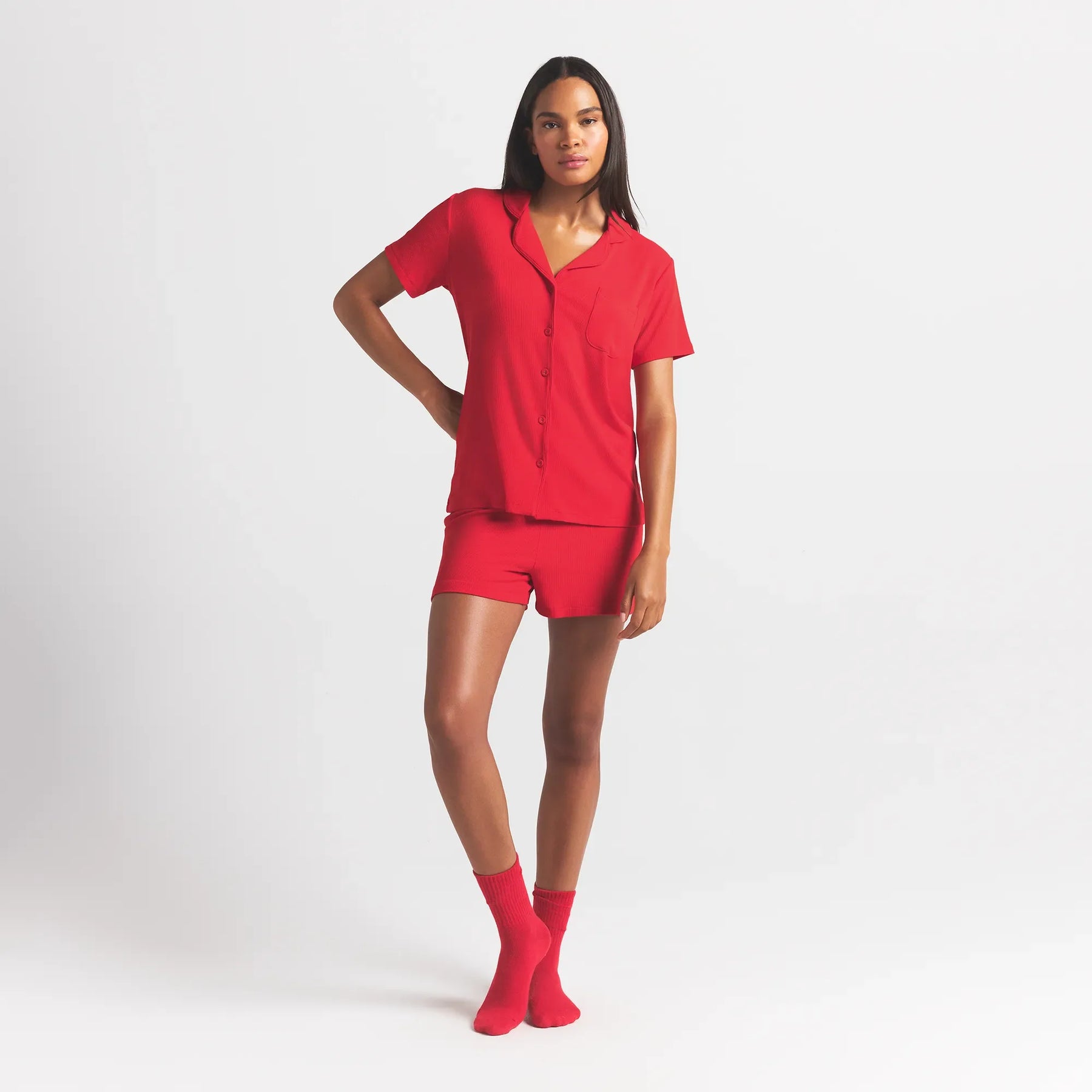 SOFT LOUNGE SHORT SLEEP SET | CHERRY