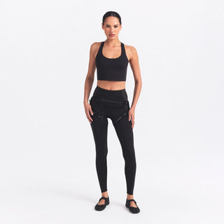 NikeSKIMS MATTE SHINE MIX RACERBACK BRA TOP | OBSIDIAN AND IGNEOUS