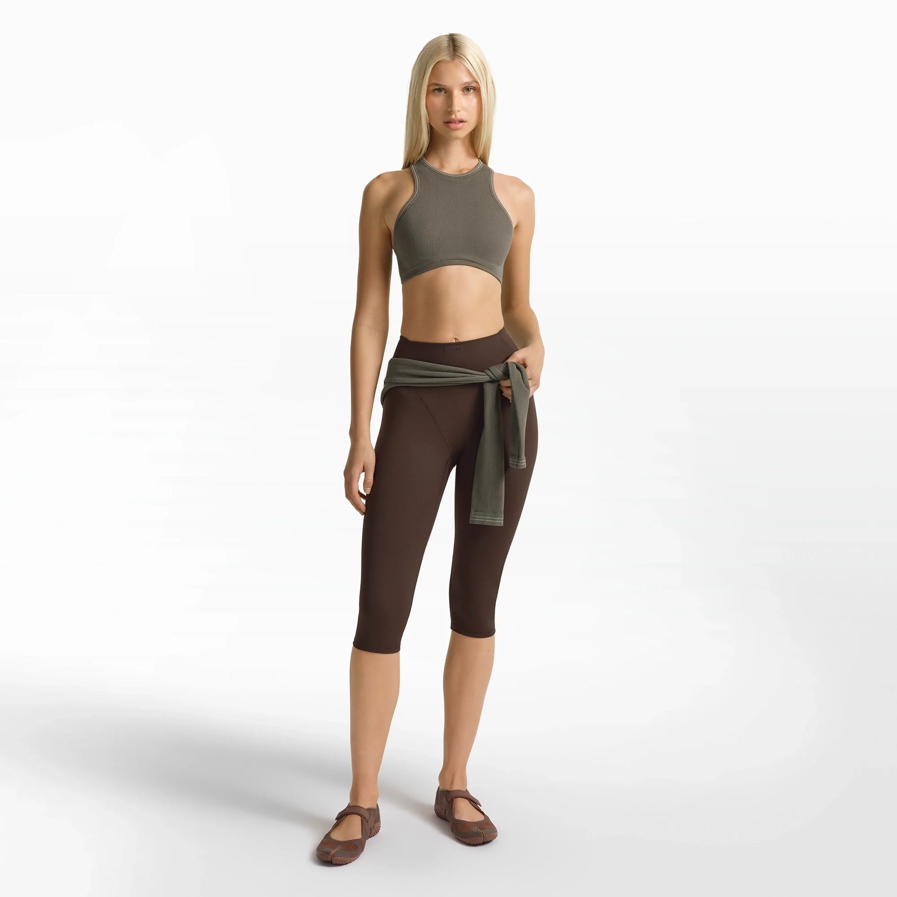 NikeSKIMS RIBBED SEAMLESS RACER FRONT BRA | DUSTY OAKMOSS