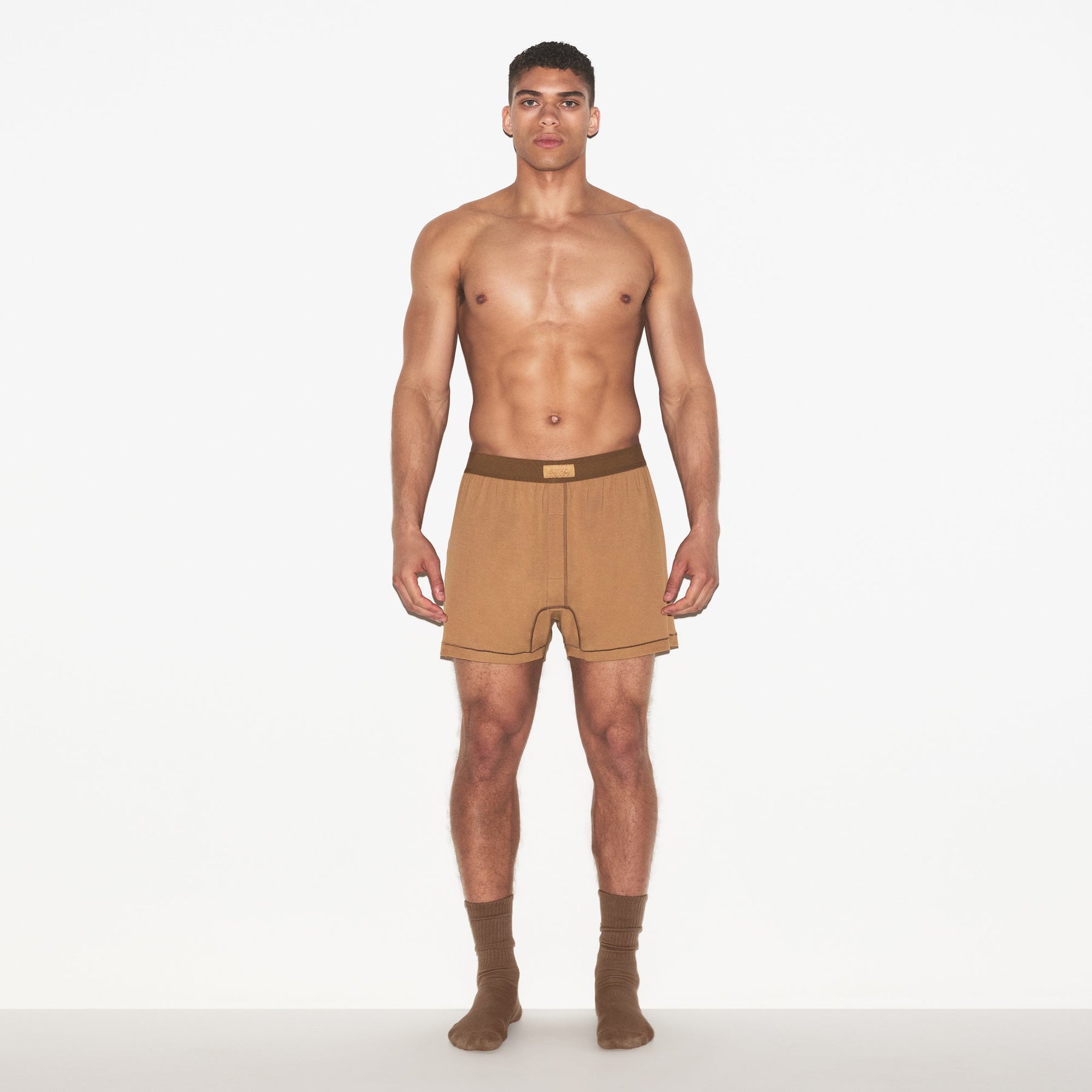 SKIMS COTTON MENS KNIT BOXER 3-PACK | RUSSET MULTI