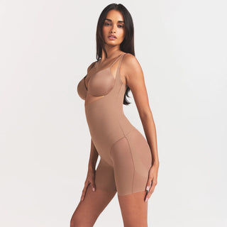 SKIMS BODY CORE SCULPT BACK SMOOTHING OPEN BUST MID THIGH BODYSUIT | SIENNA