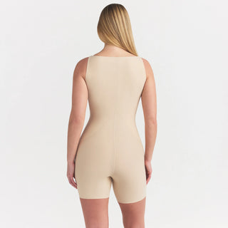 SKIMS BODY CORE SCULPT BACK SMOOTHING OPEN BUST MID THIGH BODYSUIT | SAND