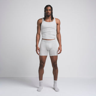 SKIMS COTTON MENS 5" BOXER BRIEF | LIGHT HEATHER GREY