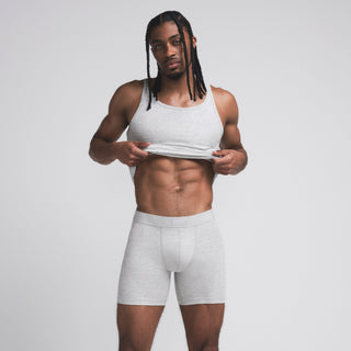 SKIMS COTTON MENS 5" BOXER BRIEF | LIGHT HEATHER GREY