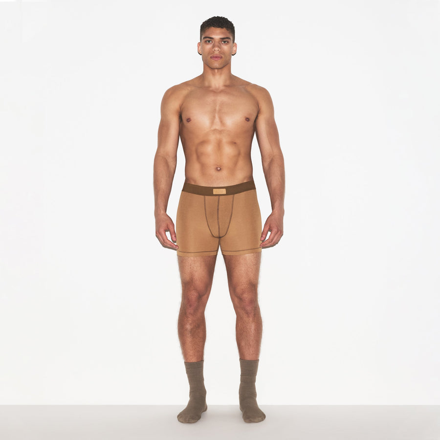 SKIMS COTTON MENS 3" BOXER BRIEF | RUSSET