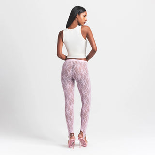 STRETCH LACE STIRRUP LEGGING | BABY PINK