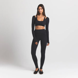 WOOL RIB HIGH-WAISTED LEGGING | OBSIDIAN