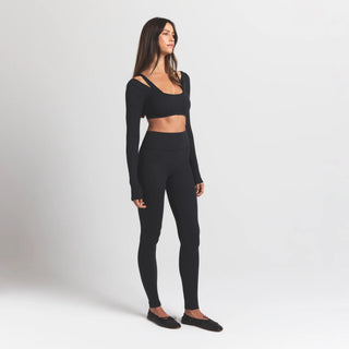 WOOL RIB HIGH-WAISTED LEGGING | OBSIDIAN