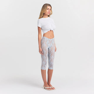 STRETCH LACE CAPRI | POWDER BLUE