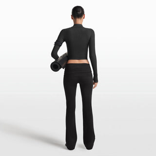 NikeSKIMS MATTE FOLDOVER SLIM FLARE LEGGING | OBSIDIAN