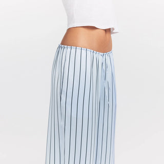 WOVEN SHINE LACE PANT | PERIWINKLE WIDE STRIPE
