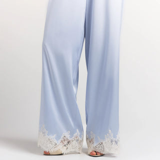 SILK LACE STRAIGHT LEG PANT | PERIWINKLE CONTRAST