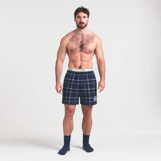 SKIMS FOR TEAM USA FLANNEL SLEEP MENS OLYMPIC SHORT | NAVY PLAID