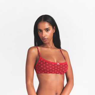 LIGHTWEIGHT COTTON POINTELLE SCOOP BRALETTE | BRICK HEART HALFDROP
