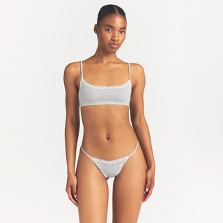 LIGHTWEIGHT COTTON POINTELLE SCOOP BRALETTE | LIGHT HEATHER GREY PIN DOT