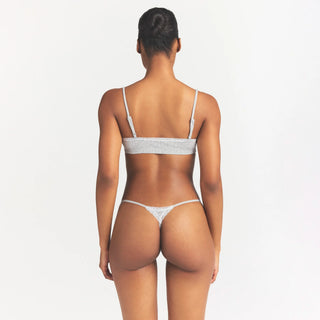 LIGHTWEIGHT COTTON POINTELLE SCOOP BRALETTE | LIGHT HEATHER GREY PIN DOT