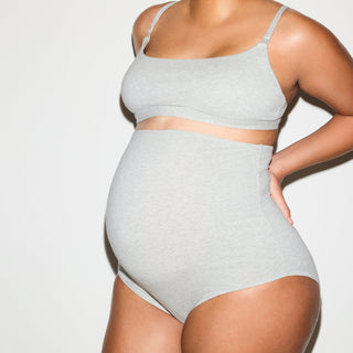 COTTON JERSEY MATERNITY NURSING SCOOP BRALETTE 2-PACK | LIGHT HEATHER GREY