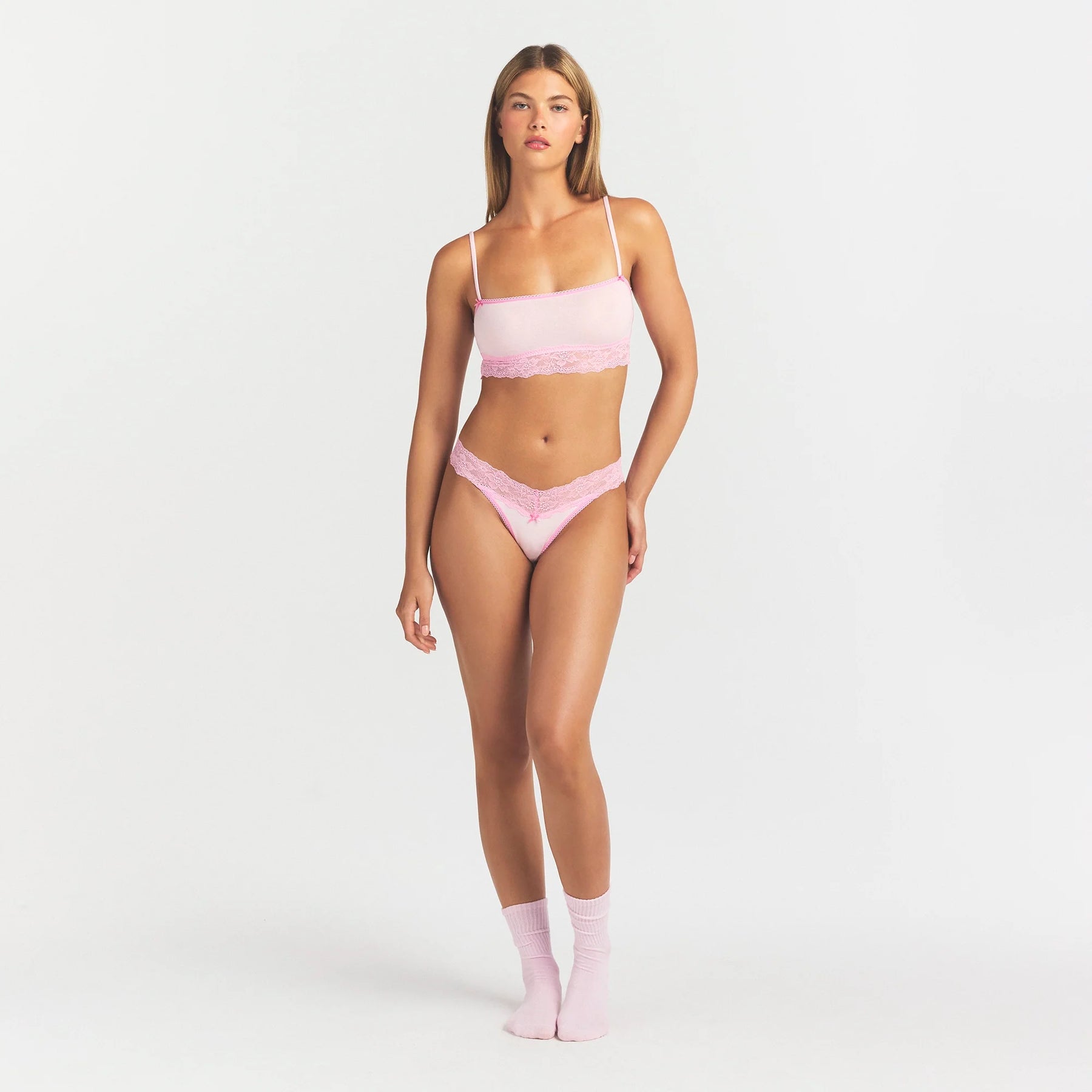 LIGHTWEIGHT COTTON STRAIGHT NECK BRALETTE | CHERRY BLOSSOM TONAL