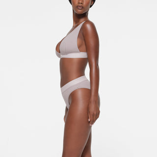 COTTON RIB PLUNGE BRALETTE | OYSTER