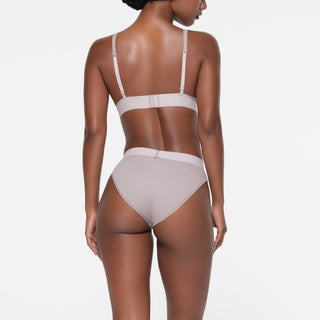 COTTON RIB PLUNGE BRALETTE | OYSTER
