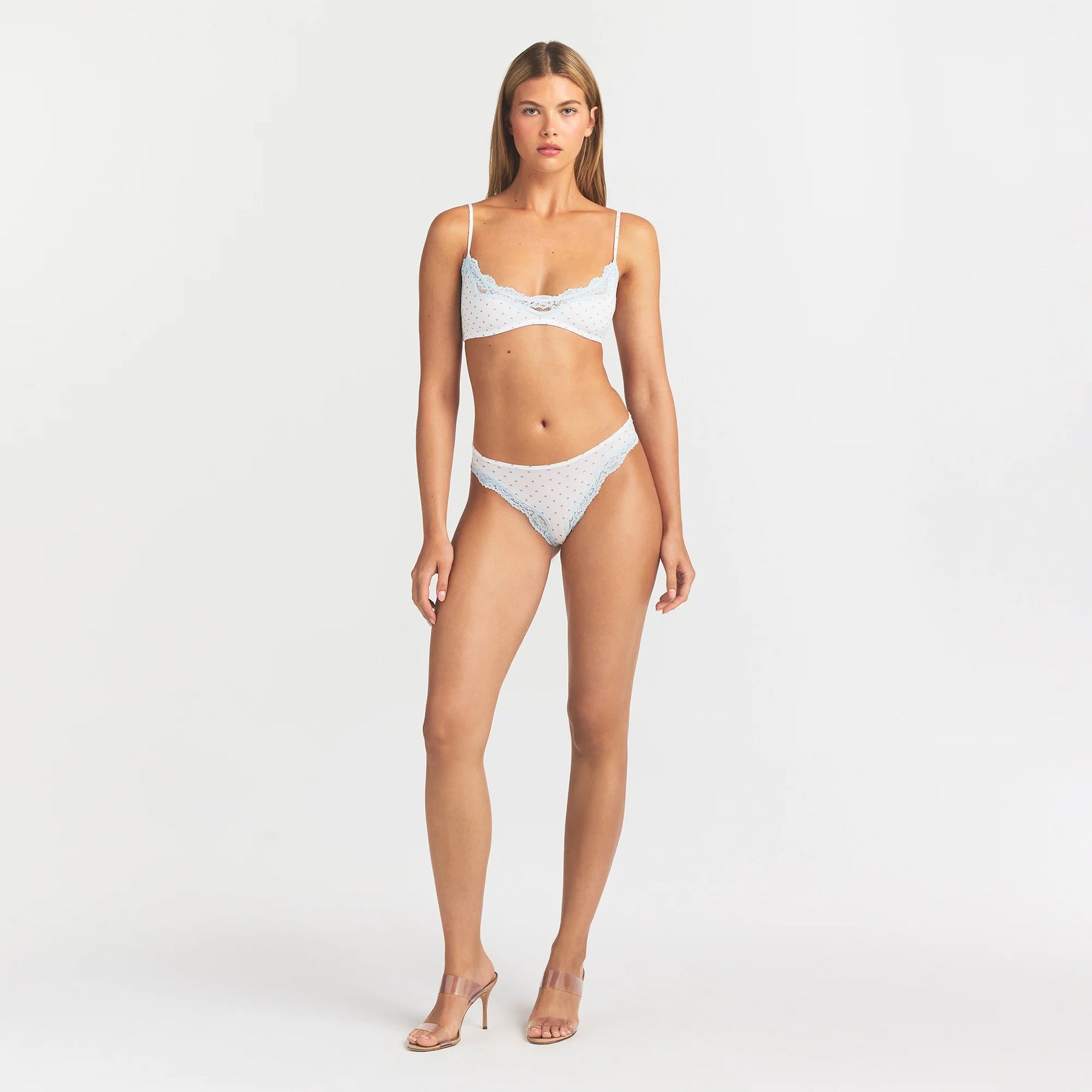 FITS EVERYBODY LACE SCOOP BRALETTE | SLATE PIN DOT PRINT
