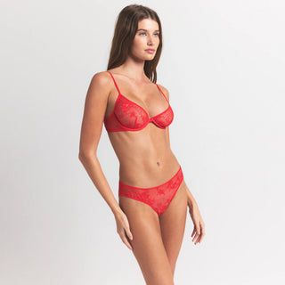 ULTRA FINE LACE UNLINED SCOOP BRA | RUBY