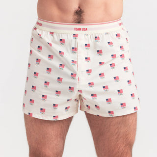 SKIMS FOR TEAM USA COTTON POPLIN MENS OLYMPIC BOXER | ECRU