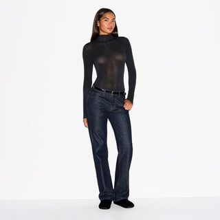 SHEER MODAL LONG SLEEVE TURTLENECK BODYSUIT | ONYX