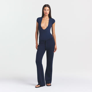 COTTON JERSEY DEEP PLUNGE BODYSUIT | NAVY