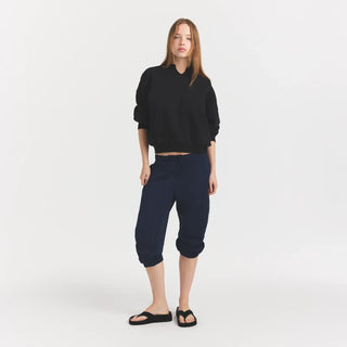 HEAVYWEIGHT CREPE CROPPED JOGGER | NAVY