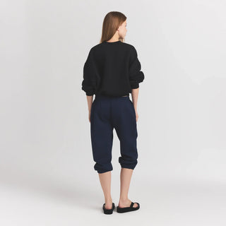 HEAVYWEIGHT CREPE CROPPED JOGGER | NAVY