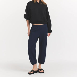 HEAVYWEIGHT CREPE CROPPED JOGGER | NAVY