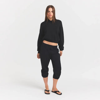 HEAVYWEIGHT CREPE CROPPED JOGGER | OBSIDIAN