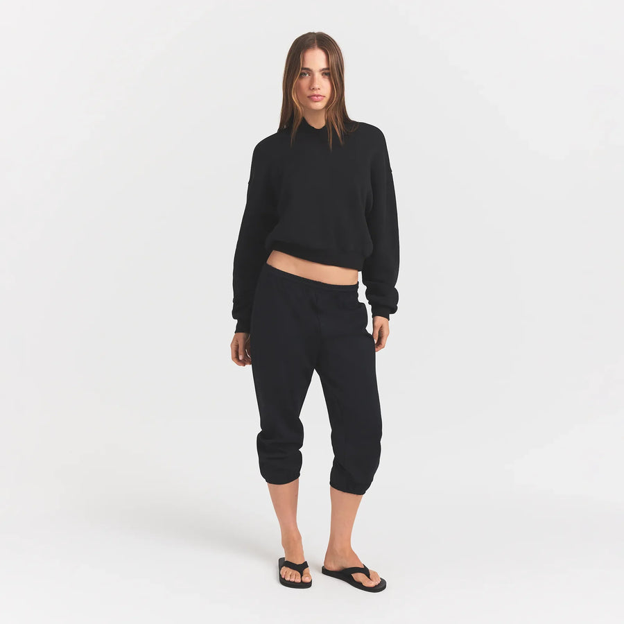 HEAVYWEIGHT CREPE CROPPED JOGGER | OBSIDIAN