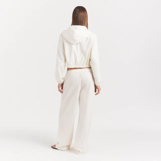 WOVEN COTTON OVERSIZED STRAIGHT LEG PANT | EGRET