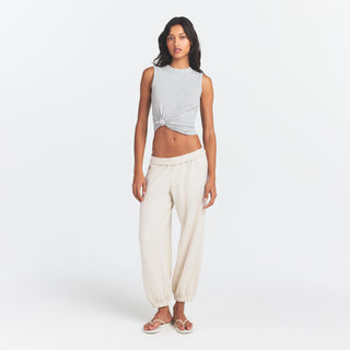 DRAPEY FRENCH TERRY CROPPED JOGGER | BUFF