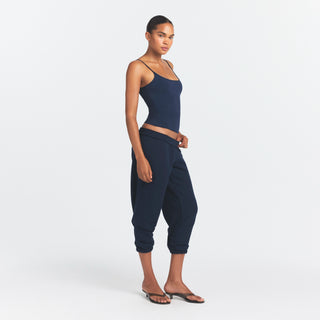DRAPEY FRENCH TERRY CROPPED JOGGER | NAVY