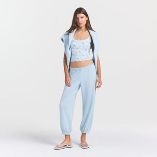 DRAPEY FRENCH TERRY CROPPED JOGGER | POWDER BLUE