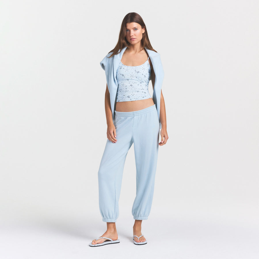 DRAPEY FRENCH TERRY CROPPED JOGGER | POWDER BLUE