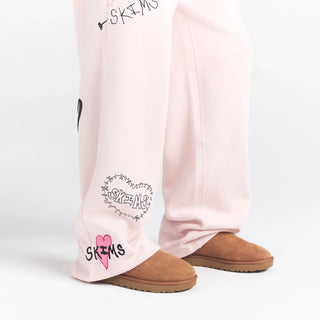 COTTON FLEECE CLASSIC STRAIGHT LEG PANT | BARELY PINK ANGEL SKETCH