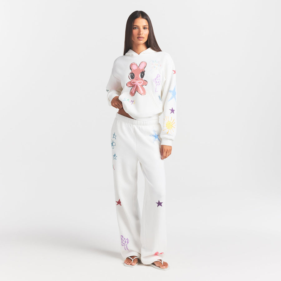 COTTON FLEECE CLASSIC STRAIGHT LEG PANT | MARBLE MULTI DOODLE PRINT