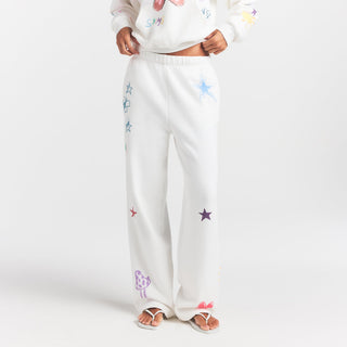 COTTON FLEECE CLASSIC STRAIGHT LEG PANT | MARBLE MULTI DOODLE PRINT