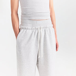 FLEECE LOUNGE MENS RELAXED LONG SHORT | LIGHT HEATHER GREY