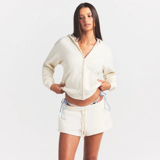 FRENCH TERRY RAW EDGE SHORT | ECRU
