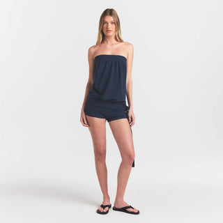 COTTON JERSEY FOLDOVER SHORT | NAVY