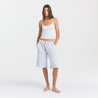 COTTON FLEECE LONG SHORT | LIGHT HEATHER GREY