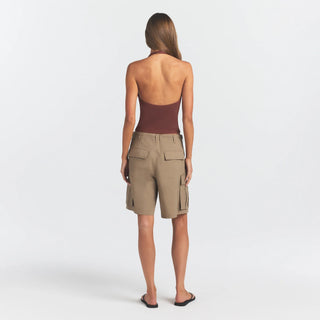WOVEN COTTON OVERSIZED CARGO SHORT | DESERT